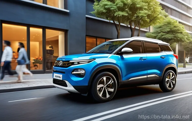 타타 펀치의 가족용 차량 적합성 - Image Prompt 1: Urban Adventure with the Bold Tata Punch**