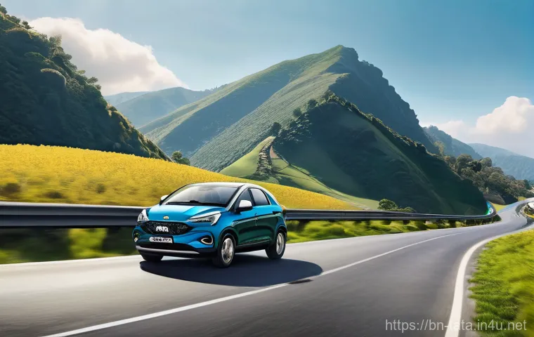 타타 알트로즈 하이브리드의 연비 테스트 - **Prompt for Fuel Efficiency and Urban Life:**
    "A vibrant, modern Tata Altroz iCNG car, depicted...