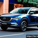 타타 하리아와 마쓰다 CX 5 비교 - ) Photorealistic cinematic face-off: a Tata Harrier (matte charcoal, dark/stealth package) and a Maz...